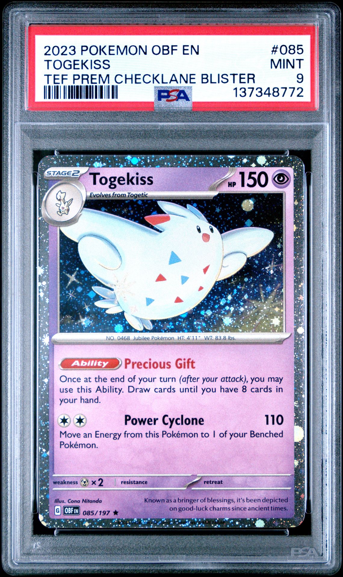 2023 Pokemon POKEMON OBF EN-OBSIDIAN FLAMES TEF PREM CHECKLANE BLISTER #085 Togekiss front