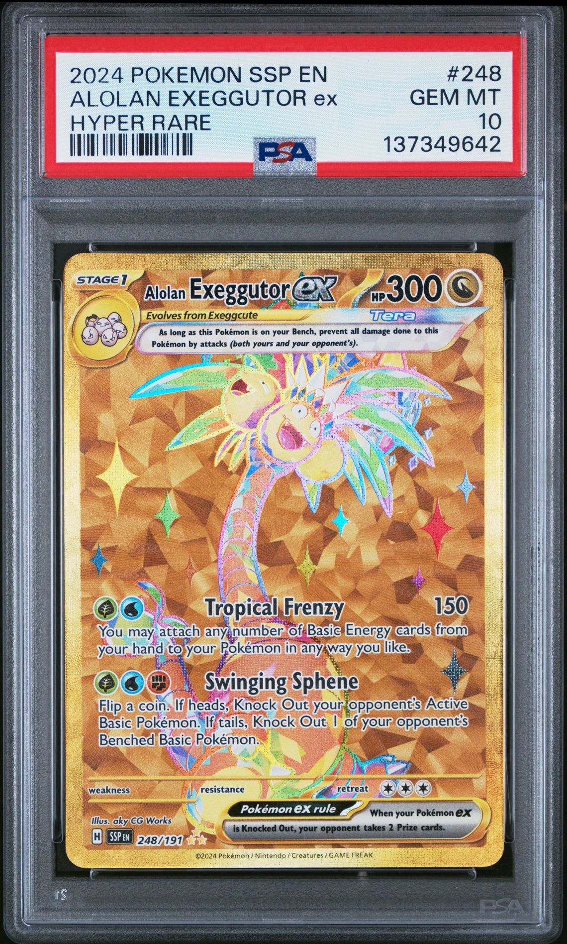 2024 Pokemon POKEMON SSP EN-SURGING SPARKS HYPER RARE #248 Alolan Exeggutor Ex front