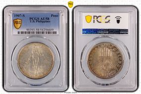 1907-S Peso KM-172 Ag AU58