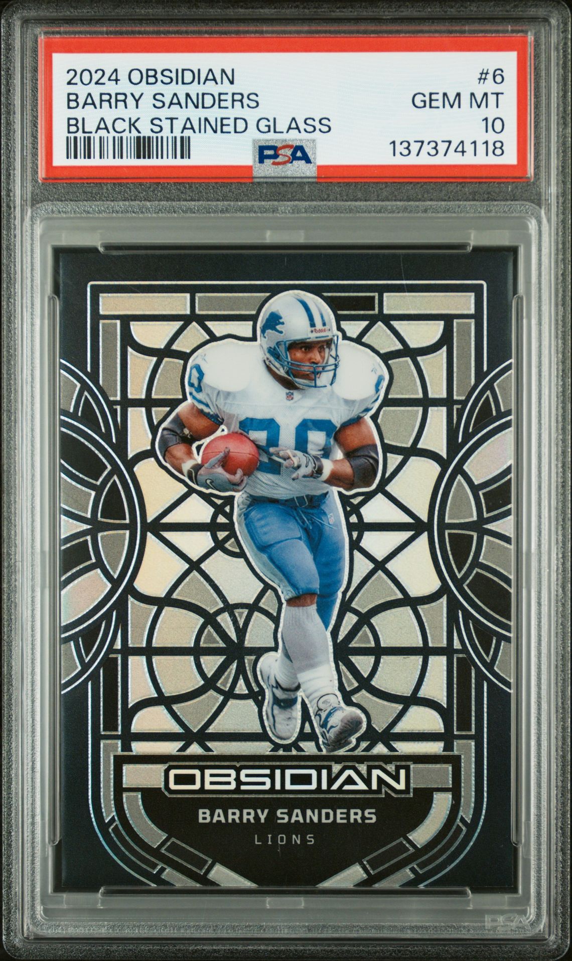 2024 Panini PANINI OBSIDIAN BLACK STAINED GLASS #6 Barry Sanders front