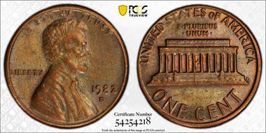 1982-D 1C Bronze AU50BN