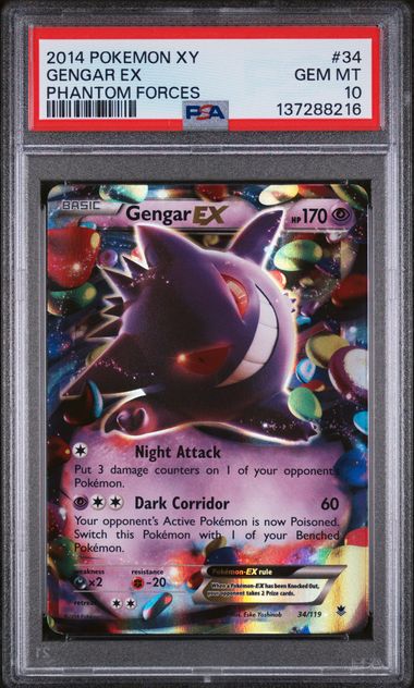 2014 Pokemon XY Phantom Forces #34 Gengar EX front