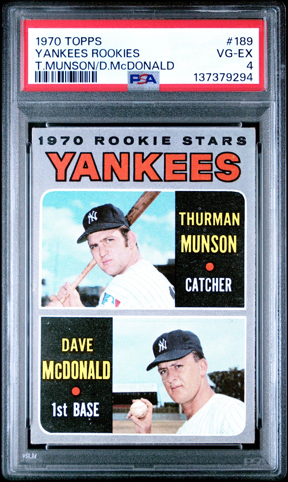 1970 Topps TOPPS T.MUNSON/D.MCDONALD #189 Yankees Rookies front