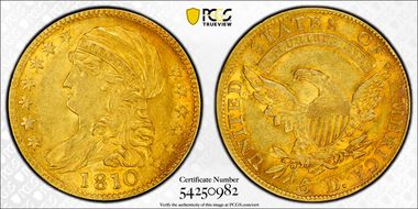 1810 $5 Large Date, Large 5 AU55