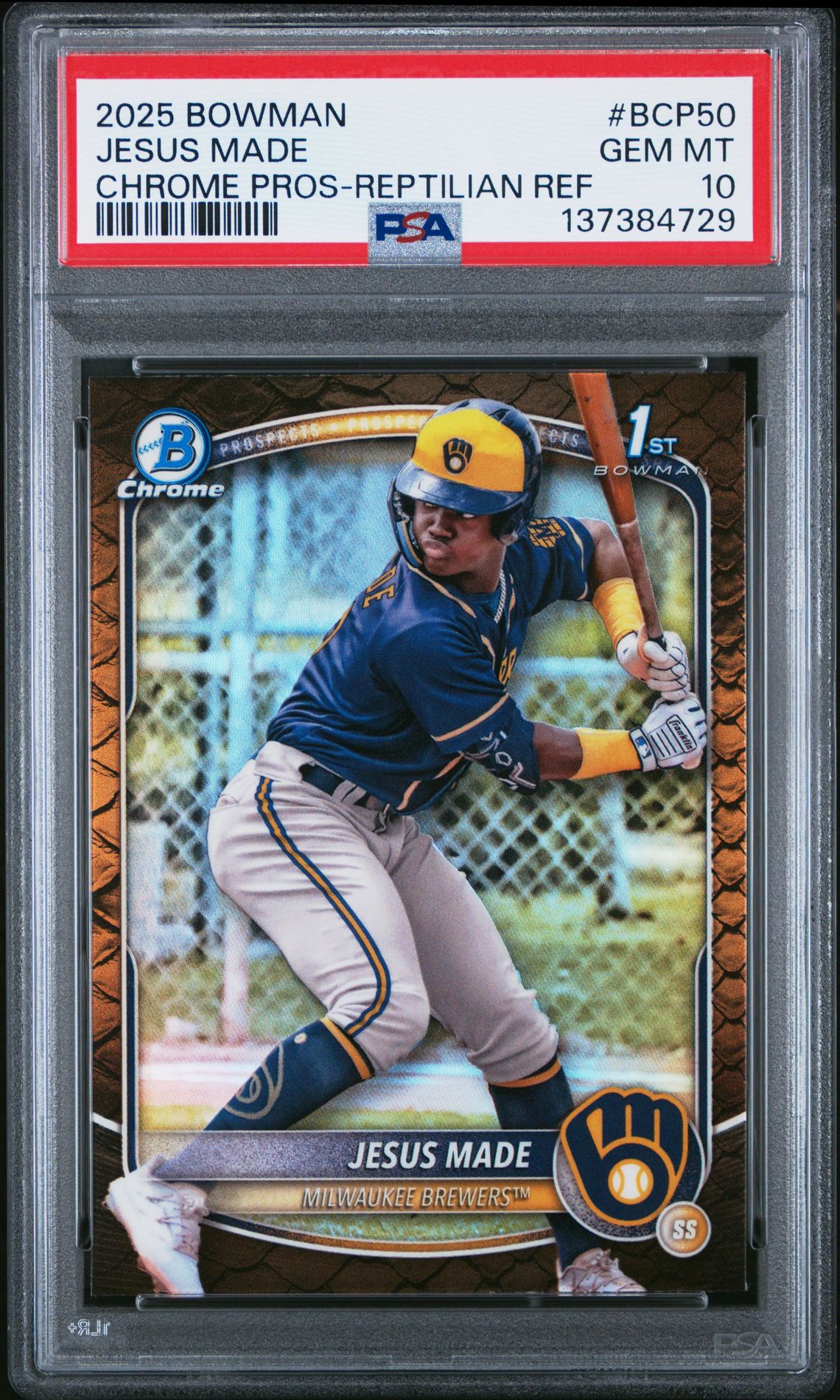 2025 Bowman BOWMAN CHROME PROSPECTS REPTILIAN REF #BCP50 Jesus Made front