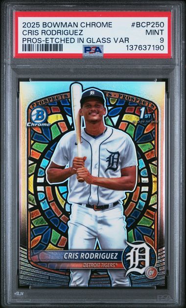 2025 Bowman BOWMAN CHROME PROSPECTS ETCHED IN GLASS VAR #BCP250 Cris Rodriguez front