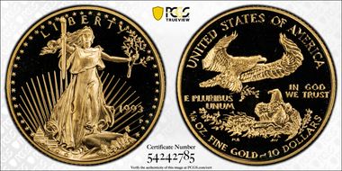 1993-P $10 Gold Eagle PR69DCAM