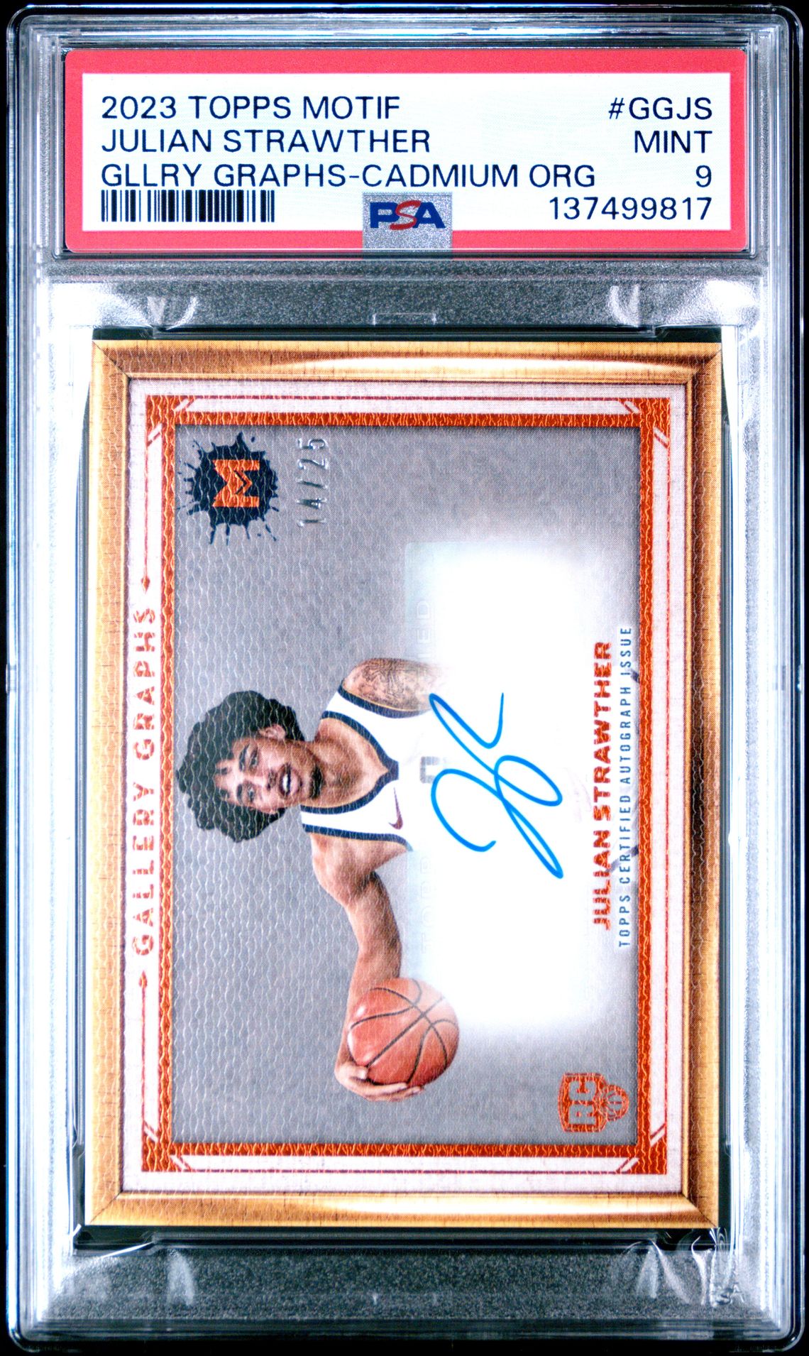 2023 Topps TOPPS MOTIF GALLERY GRAPHS GLLRY GRAPHS-CADMIUM ORG #GGJS Julian Strawther front