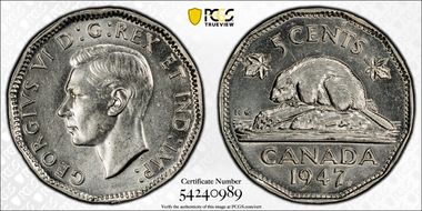 1947 5C Maple Leaf MS62