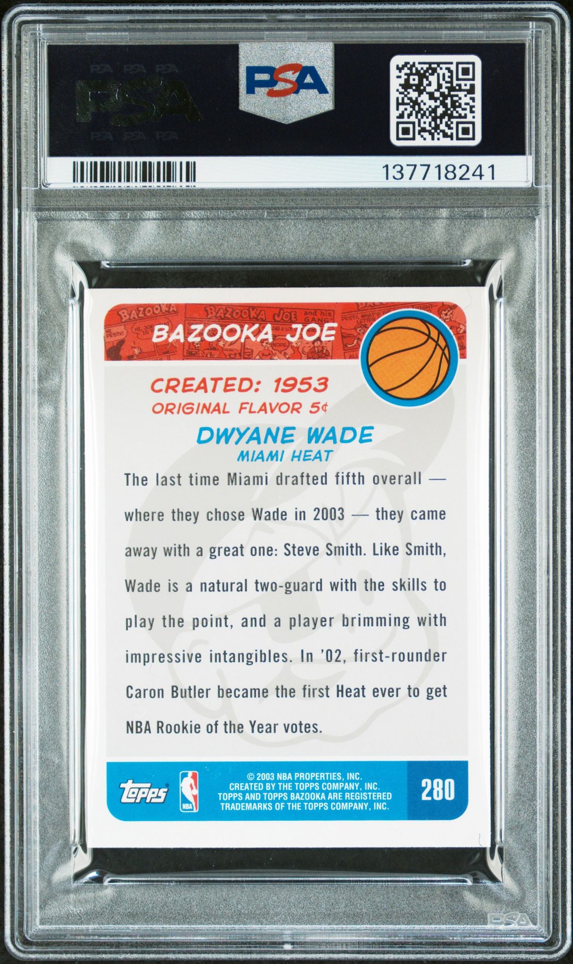 2003 Bazooka Dwyane Wade #280 (Mini) Nm 7 back