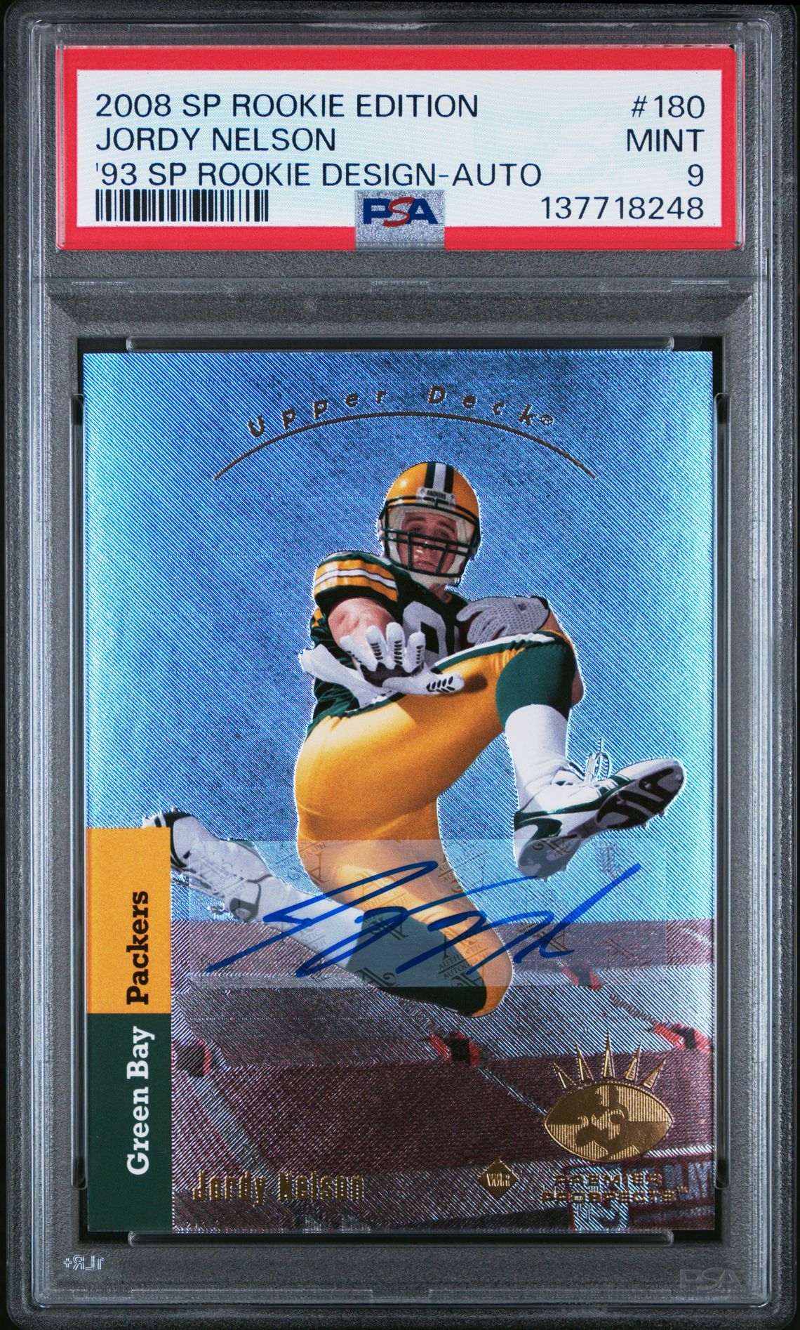 2008 Sp Rookie Edition Jordy Nelson #180 ('93 Sp Rookie Design-Auto) Mint 9 front