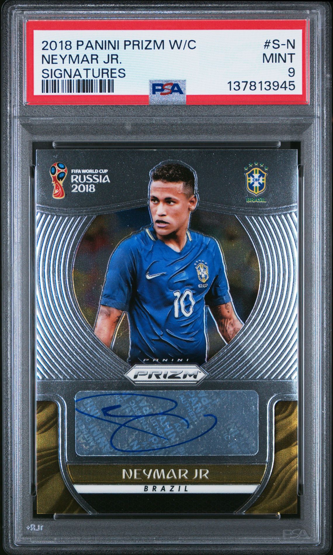 2018 Panini Prizm World Cup Signatures Neymar Jr. #S-N (Signatures) Mint 9 front