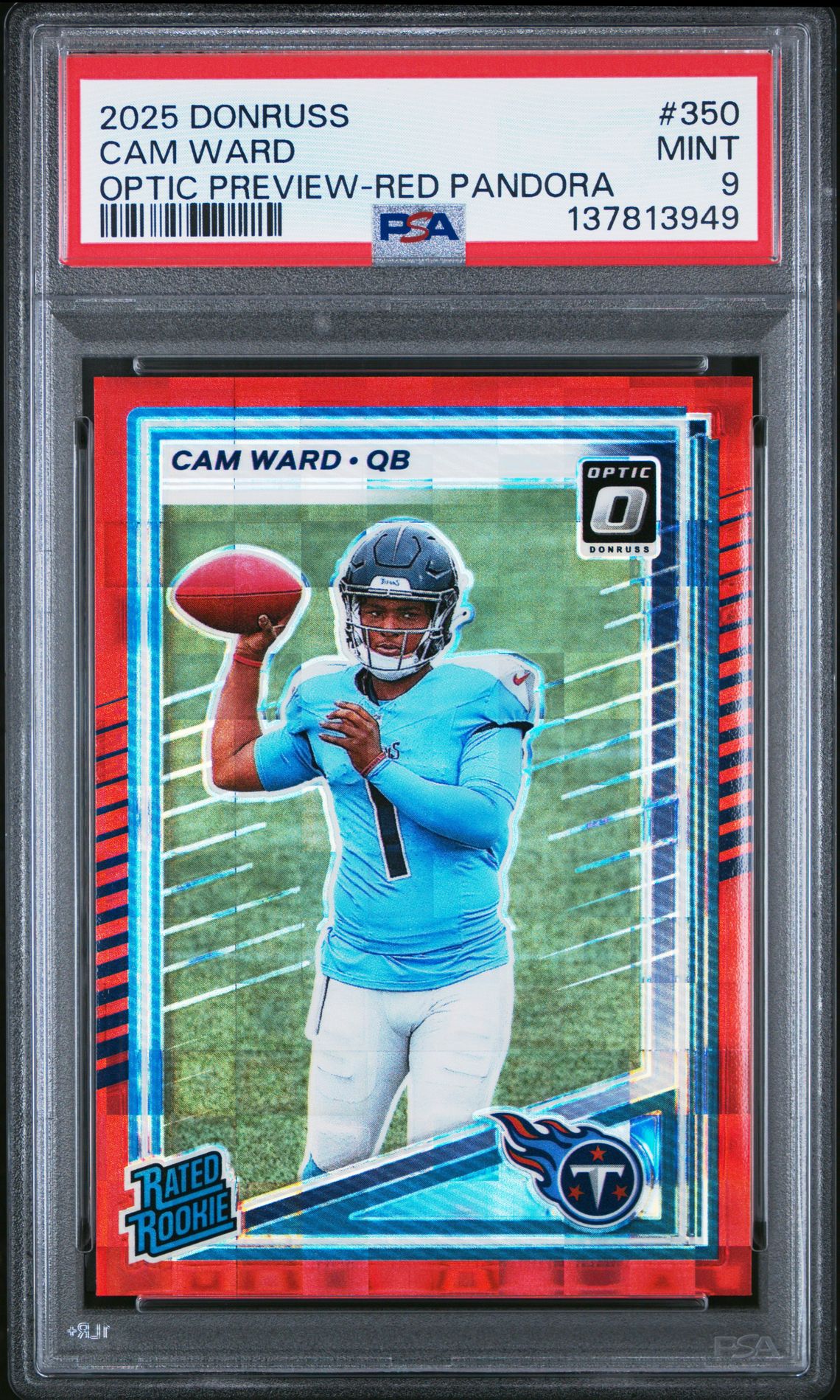 2025 Panini Donruss Cam Ward #350 (Optic Preview-Red Pandora) Mint 9 front