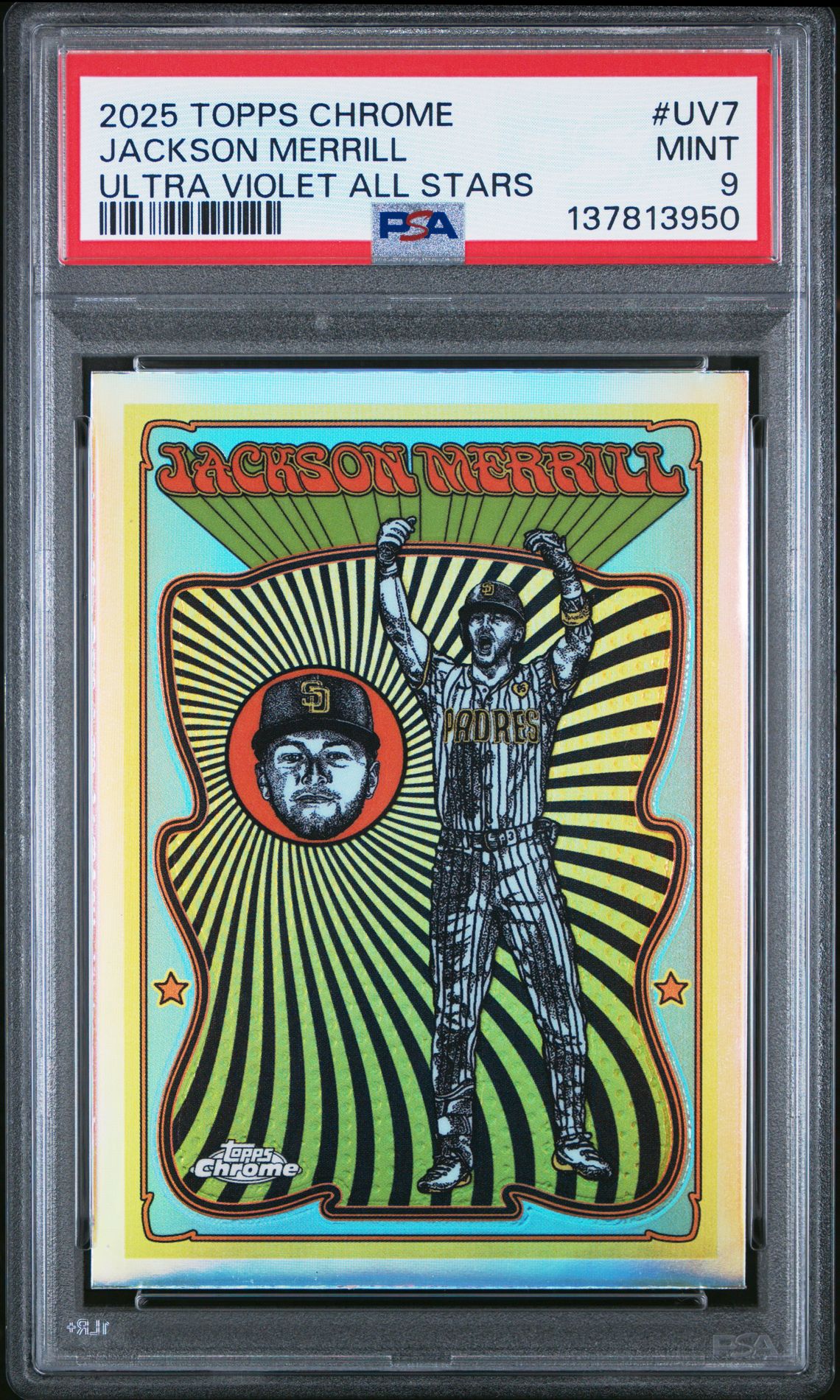 2025 Topps Chrome Ultra Violet All Stars Jackson Merrill #Uv7 Mint 9 front