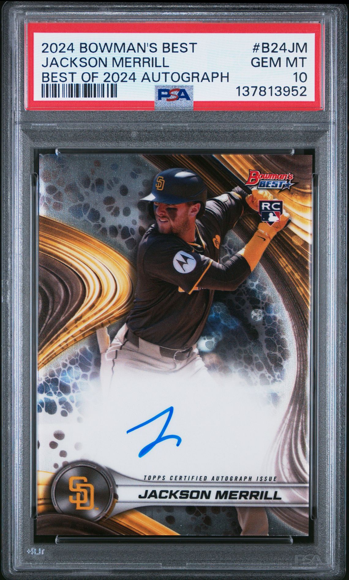 2024 Bowman's Best Best Of 2024 Autographs Jackson Merrill #B24Jm Gem Mt 10 front