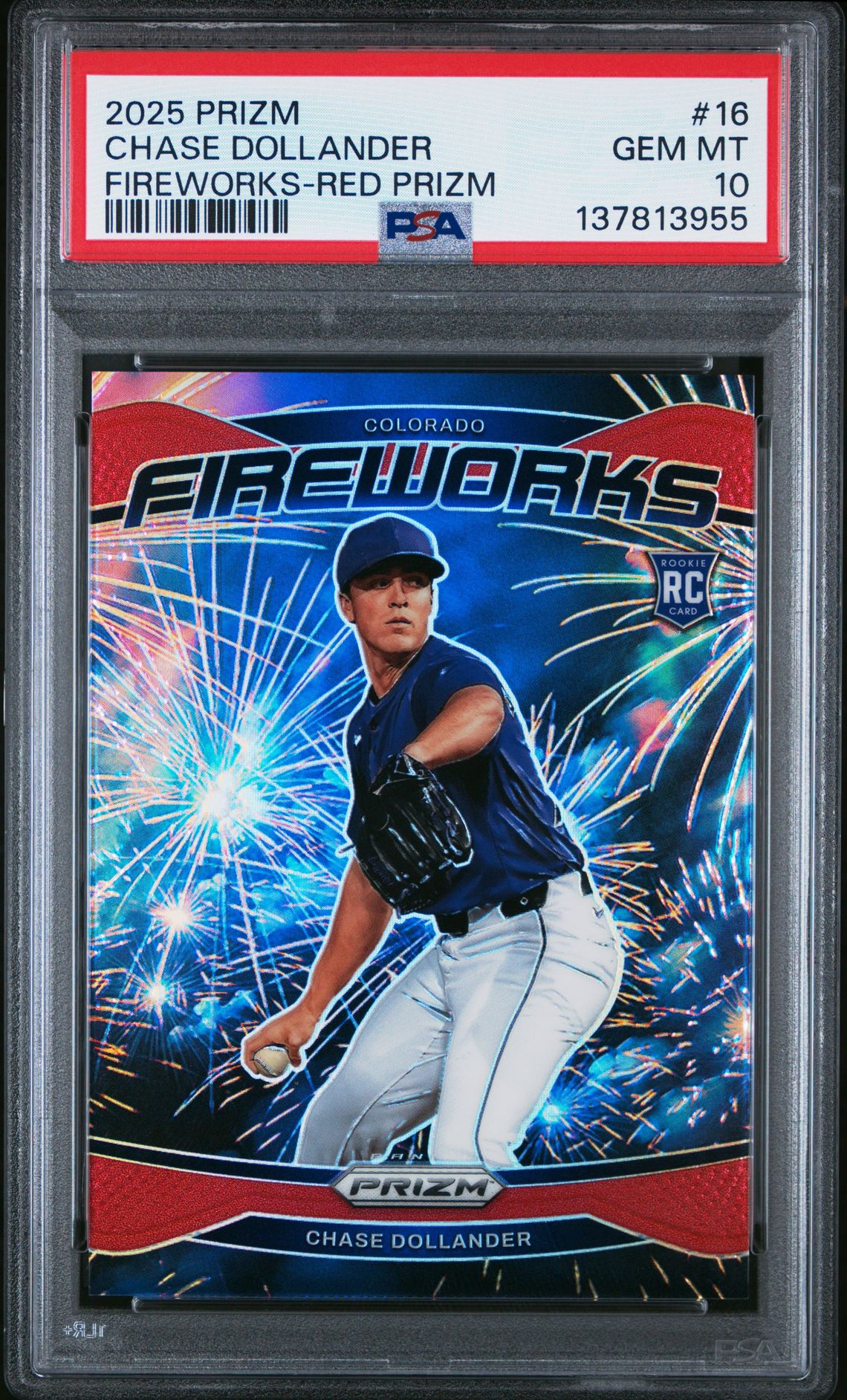 2025 Panini Prizm Fireworks Chase Dollander #16 (Fireworks-Red Prizm) Gem Mt 10 front