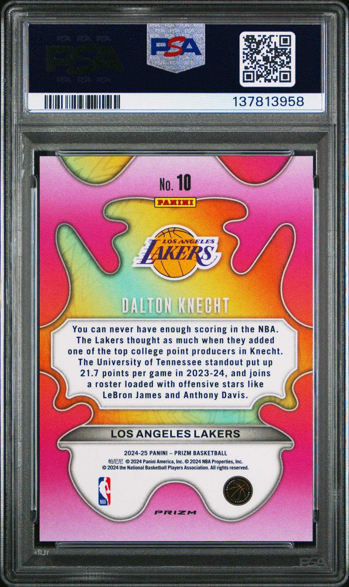 2024 Panini Prizm Groovy Dalton Knecht #10 Gem Mt 10 back