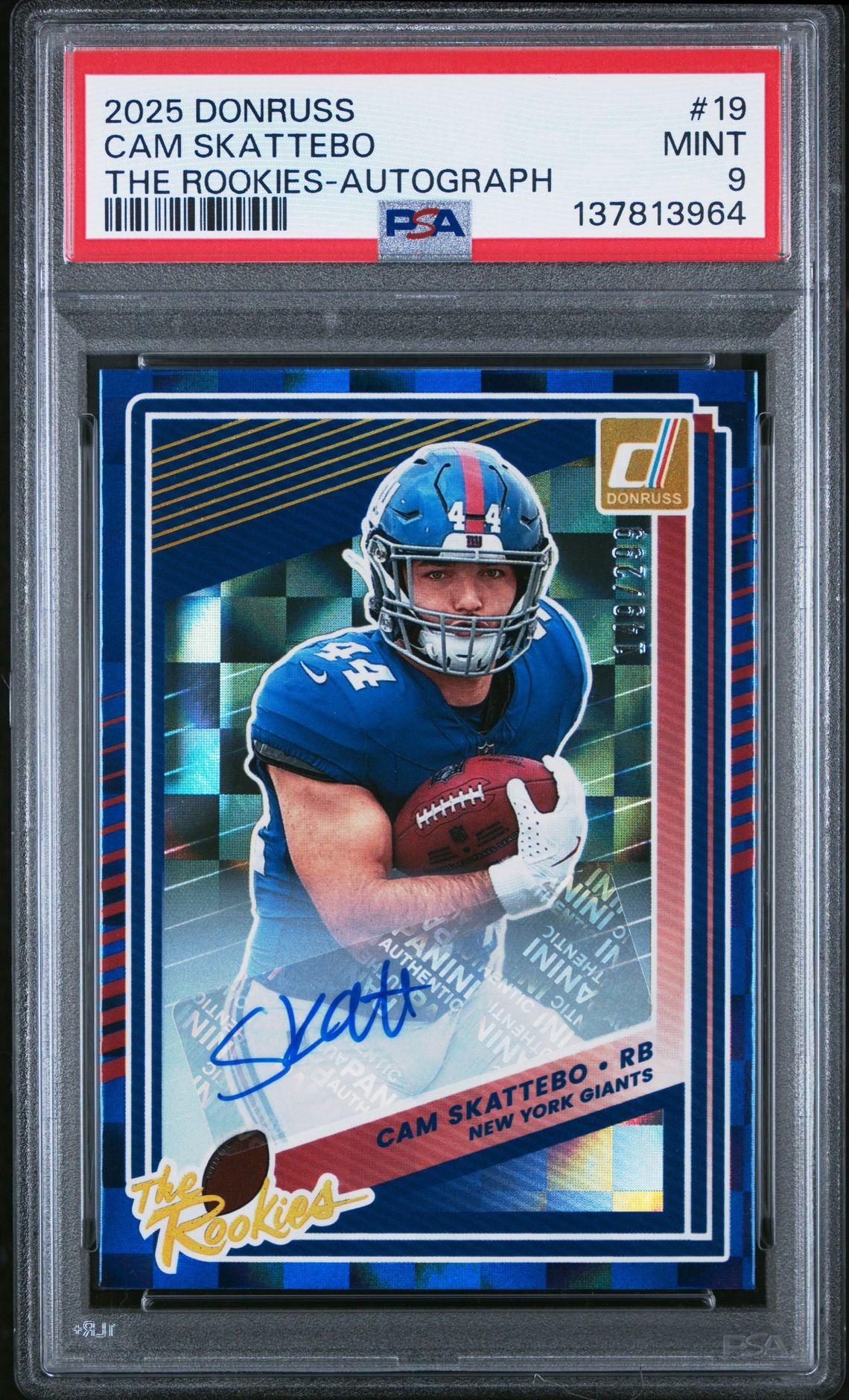 2025 Panini Donruss The Rookies Cam Skattebo #19 (The Rookies-Autograph) Mint 9 front