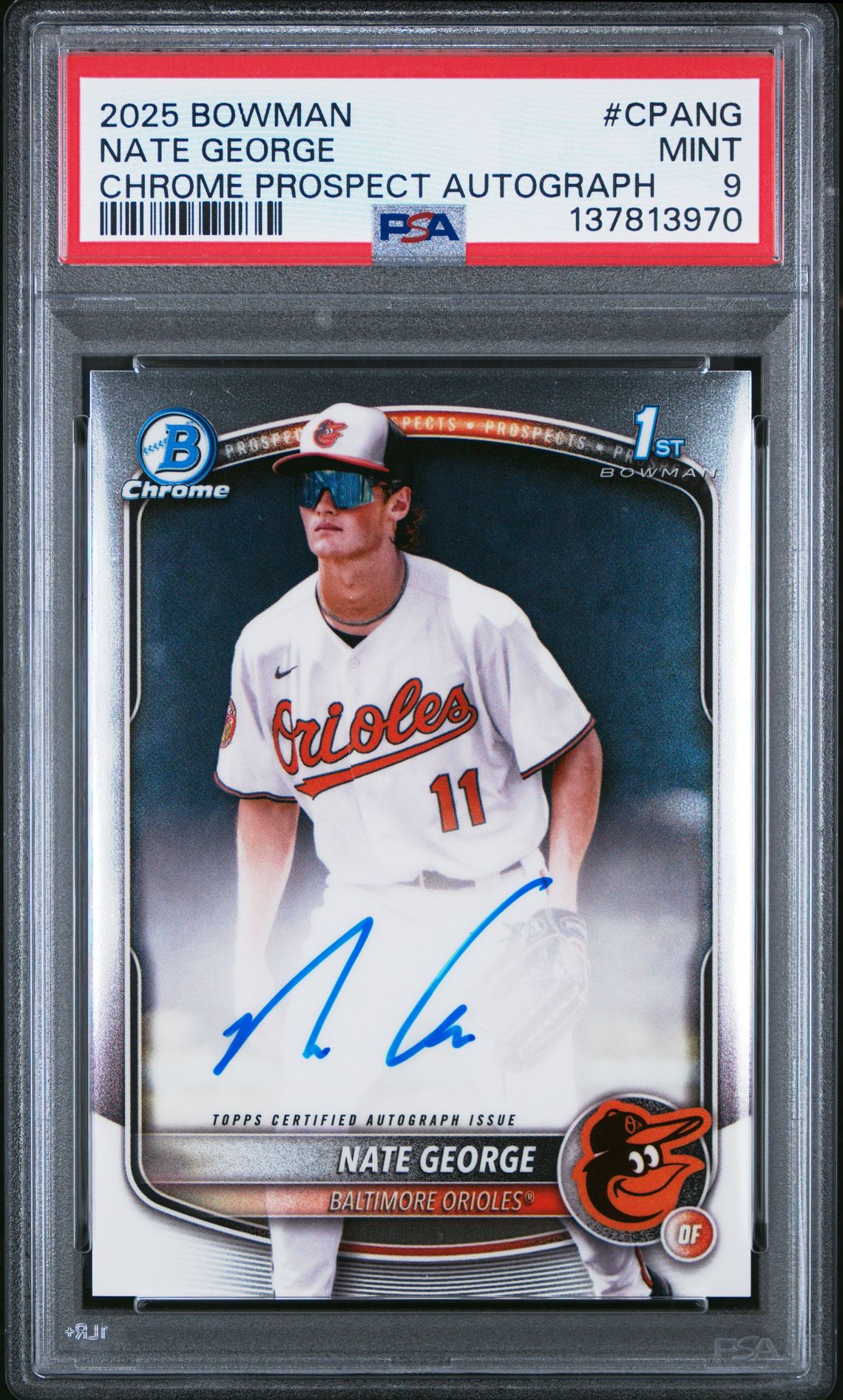2025 Bowman Chrome Prospect Autographs Nate George #Cpang Mint 9 front