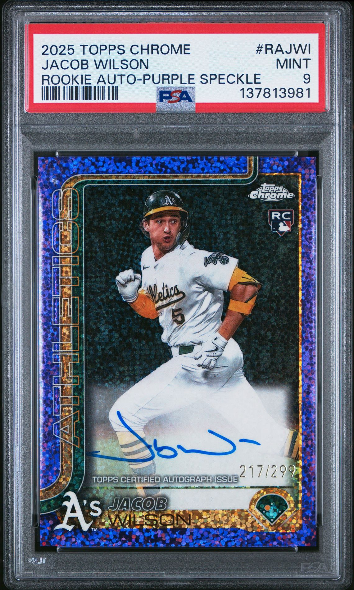 2025 Topps Chrome Rookie Autographs Jacob Wilson #Rajwi (Rookie Auto-Purple Speckle) Mint 9 front