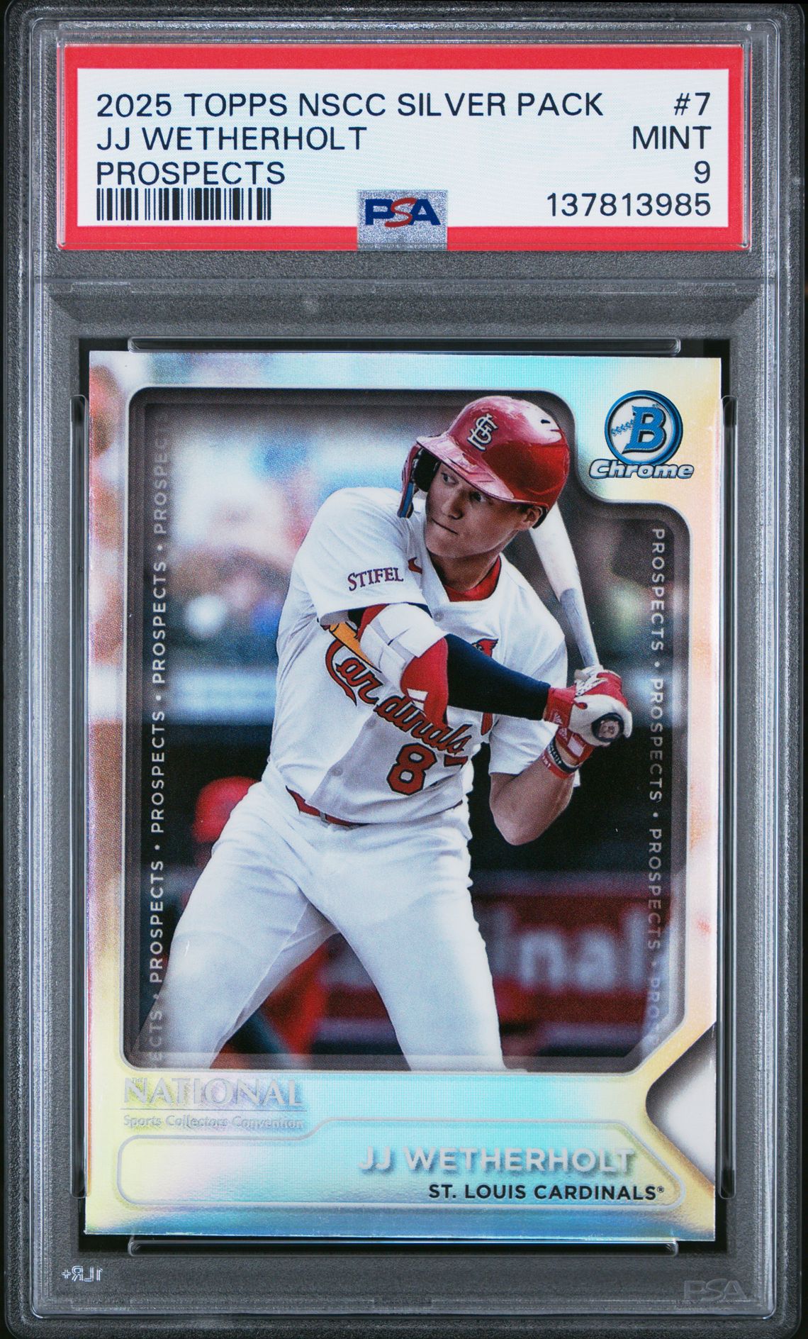 2025 Topps National Sports Collectors Convention Silver Pack Prospects Jj Wetherholt #7 Mint 9 front