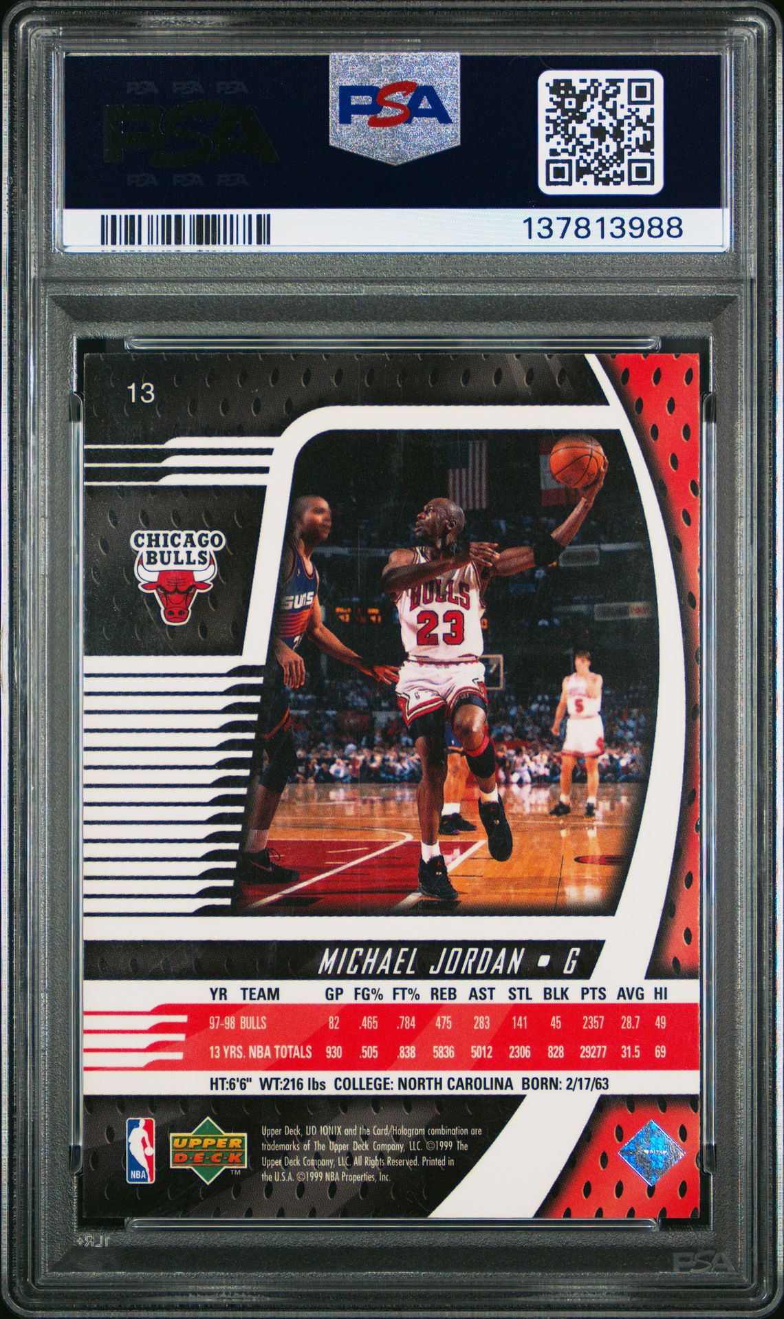 1998 Upper Deck Ionix Michael Jordan #13 Nm 7 back