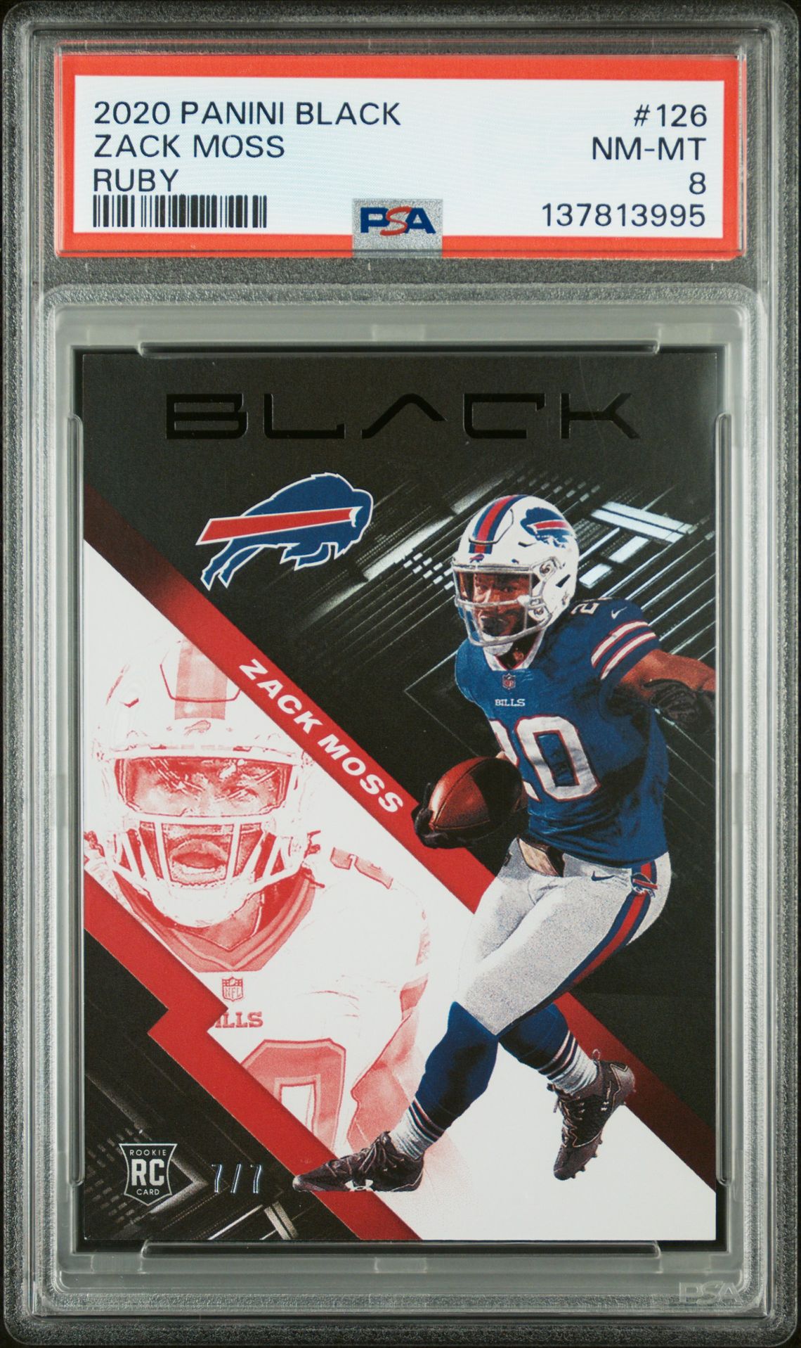 2020 Panini Black Zack Moss #126 (Ruby) Nm-Mt 8 front