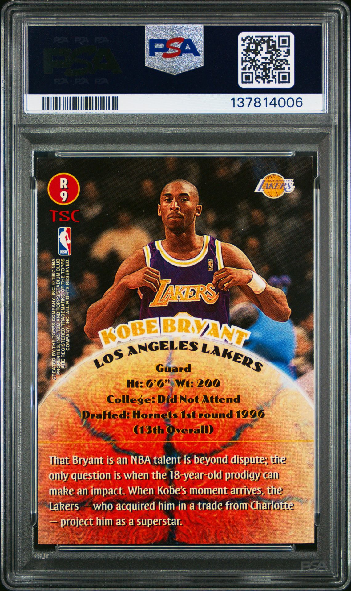 1996 Stadium Club Rookies 2 Kobe Bryant #R9 (Rookies 2) Nm-Mt 8 back