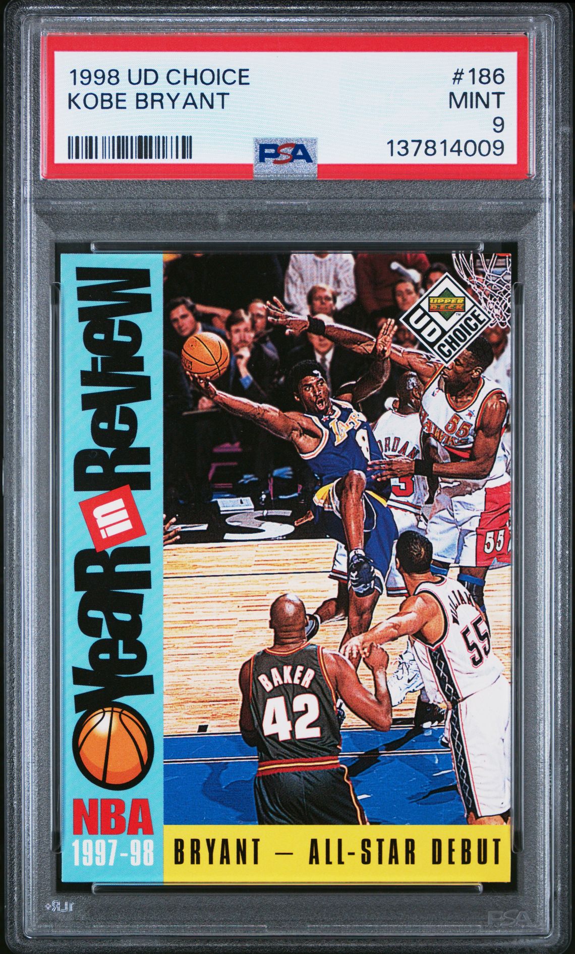 1998 Ud Choice Kobe Bryant #186 Mint 9 front