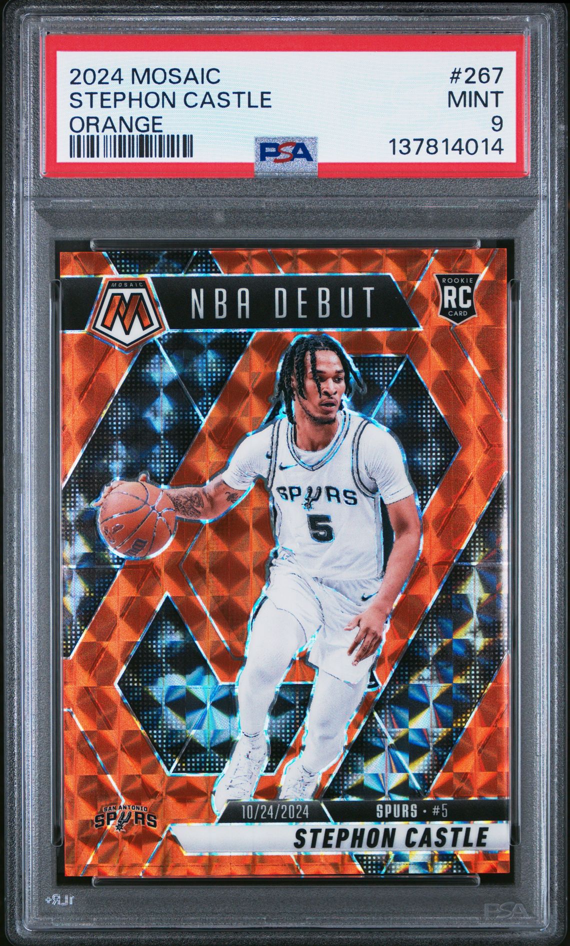 2024 Panini Mosaic Stephon Castle #267 (Orange) Mint 9 front