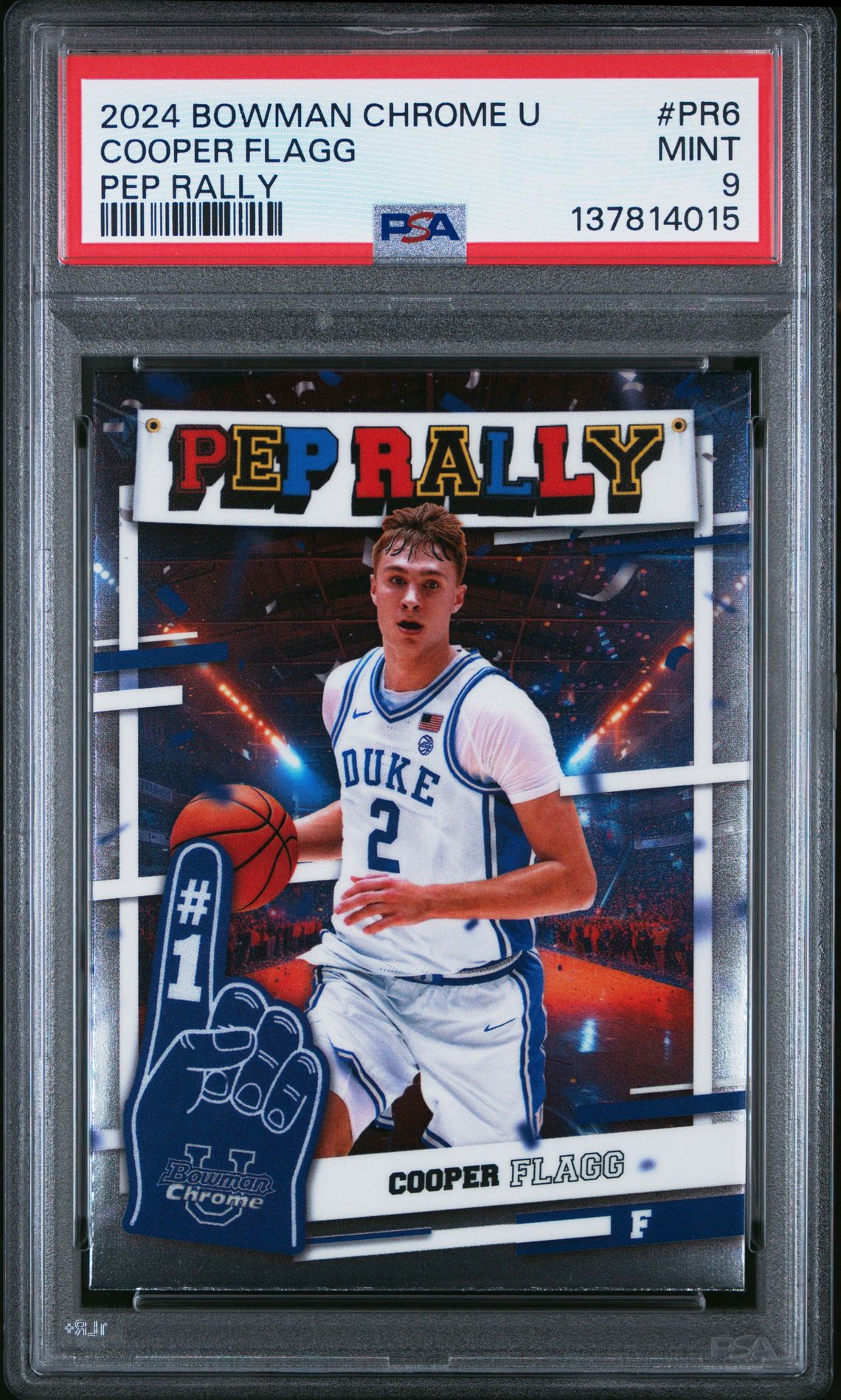 2024 Bowman Chrome University Pep Rally Cooper Flagg #Pr6 Mint 9 front