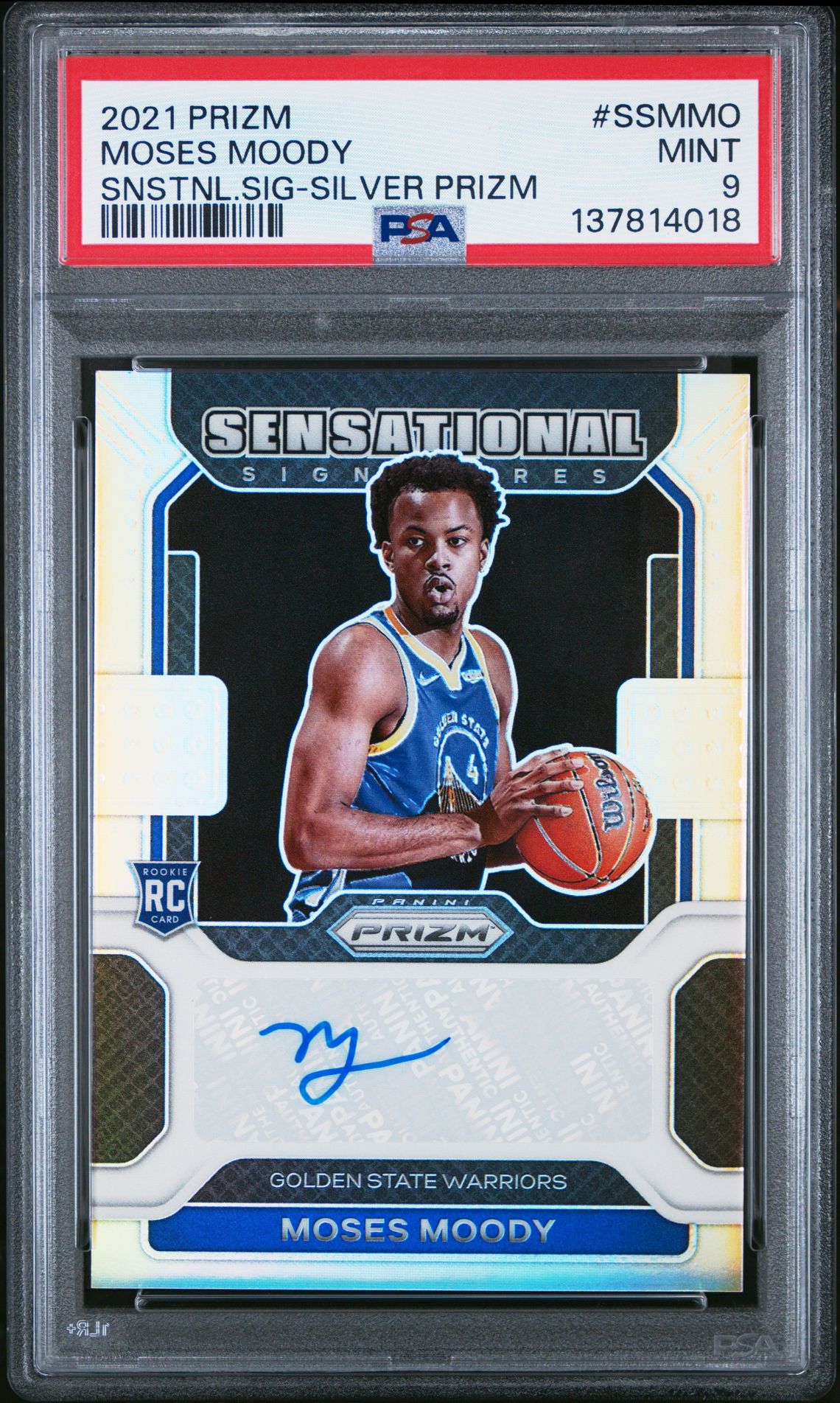 2021 Panini Prizm Sensational Signatures Moses Moody #Ssmmo (Snstnl.sig-Silver Prizm) Mint 9 front