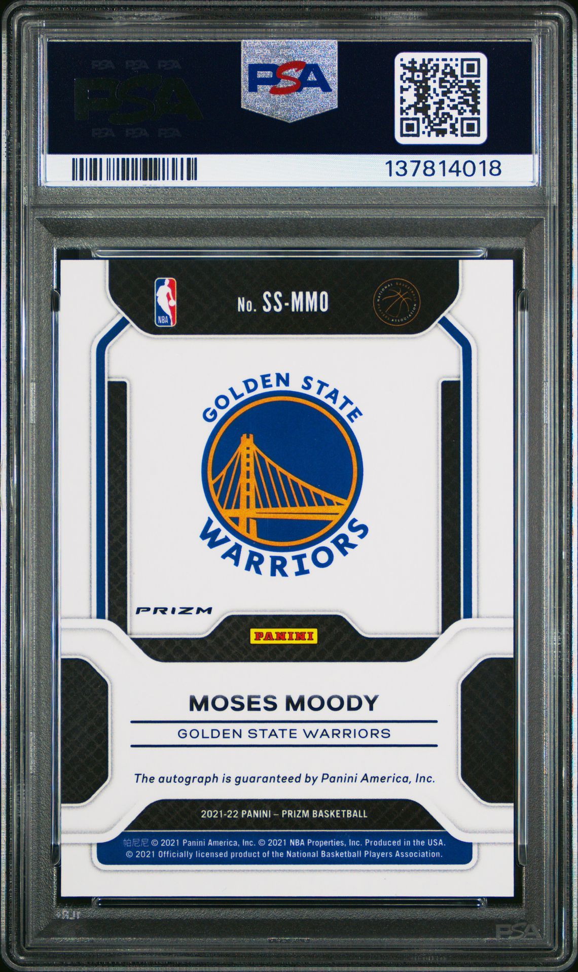 2021 Panini Prizm Sensational Signatures Moses Moody #Ssmmo (Snstnl.sig-Silver Prizm) Mint 9 back