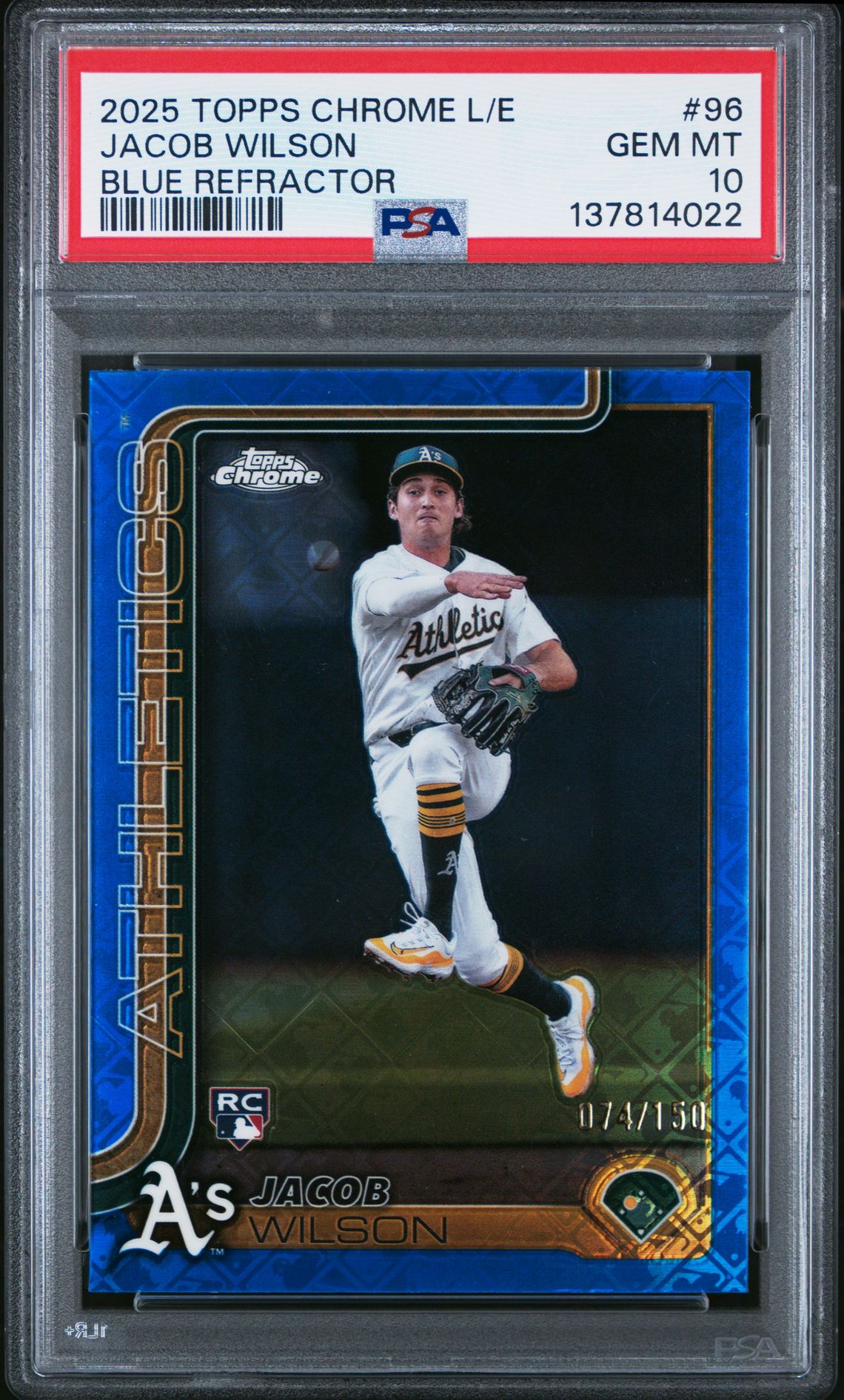 2025 Topps Chrome Logofractor Edition Jacob Wilson #96 (Blue Refractor) Gem Mt 10 front
