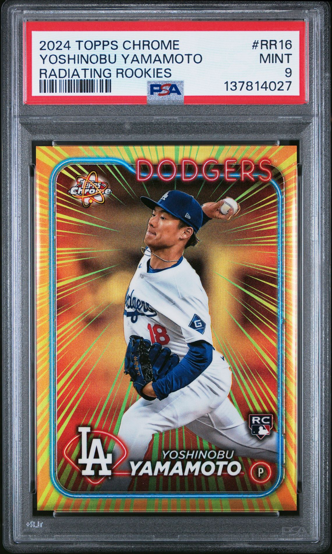 2024 Topps Chrome Radiating Rookies Yoshinobu Yamamoto #Rr16 Mint 9 front