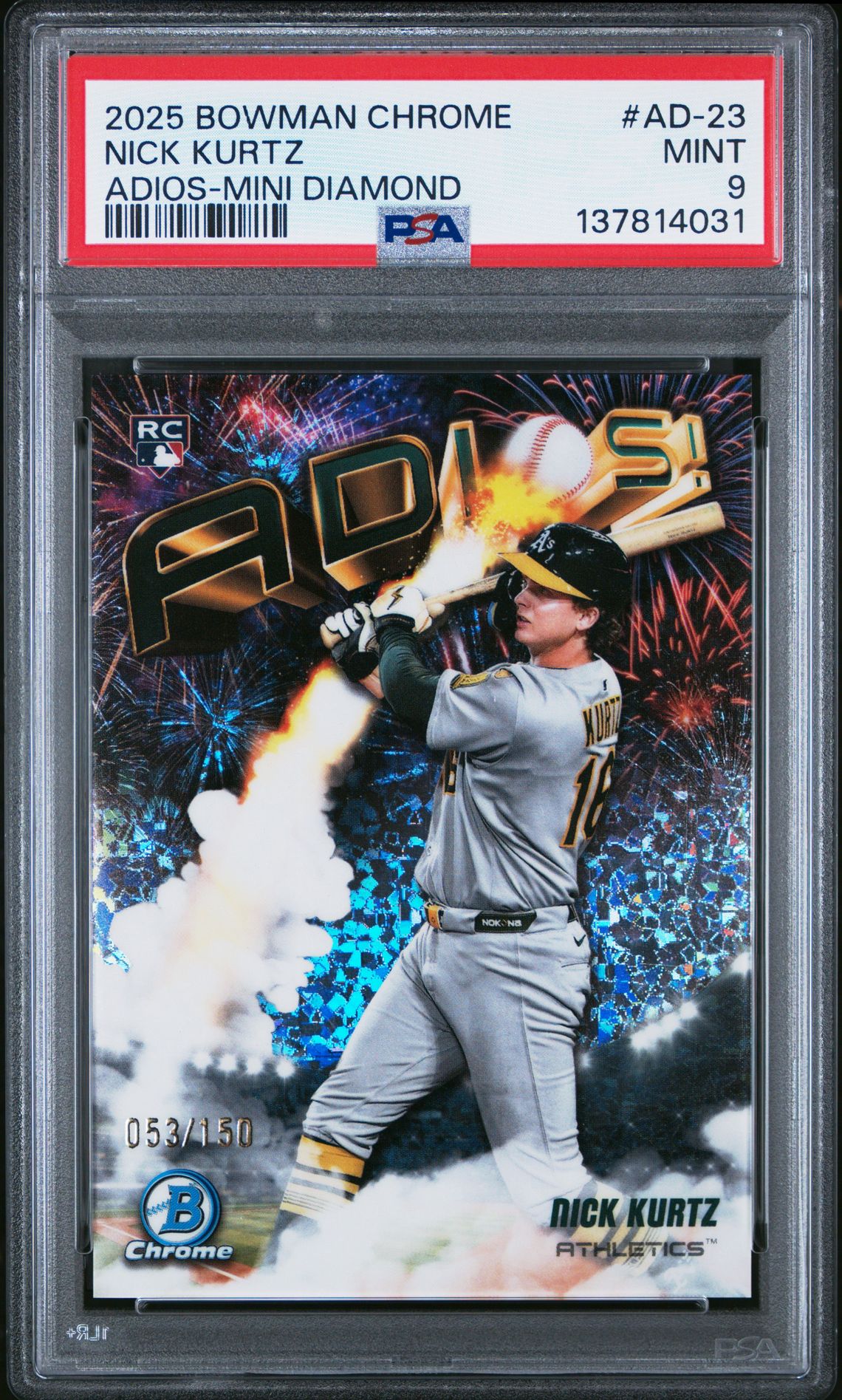 2025 Bowman Chrome Adios Nick Kurtz #Ad-23 (Adios-Mini Diamond) Mint 9 front