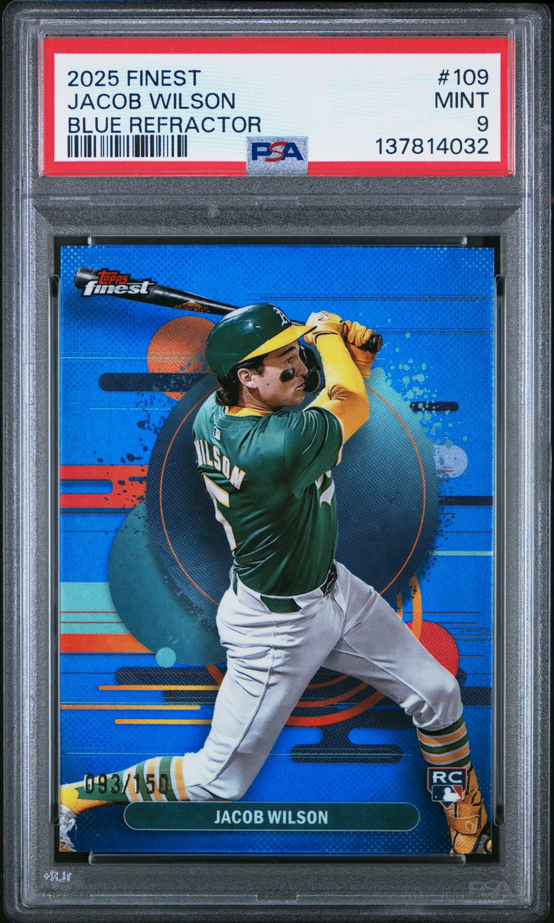 2025 Topps Finest Jacob Wilson #109 (Blue Refractor) Mint 9 front