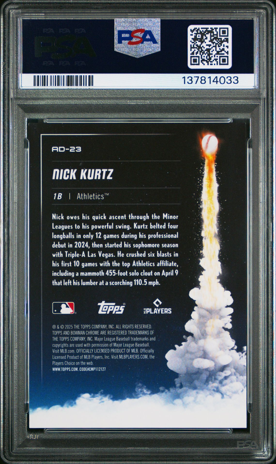 2025 Bowman Chrome Adios Nick Kurtz #Ad-23 (Adios-Mini Diamond) Nm-Mt 8 back