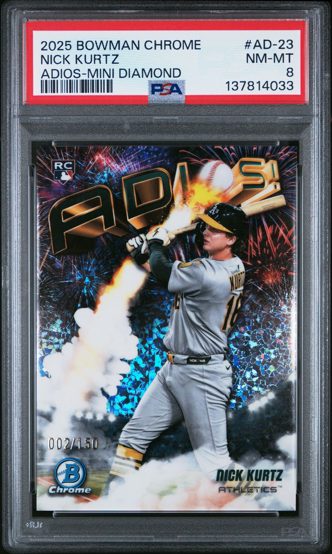 2025 Bowman Chrome Adios Nick Kurtz #Ad-23 (Adios-Mini Diamond) Nm-Mt 8 front