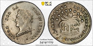 1857-PTS FJ 1/2 Sol KM-118.2  Ag MS61