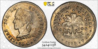 1863-PTS FP 1/2 Sol Small Stars, Large Head AU58