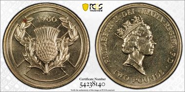 1986 £2 S-K1 Commonwealth Games MS63