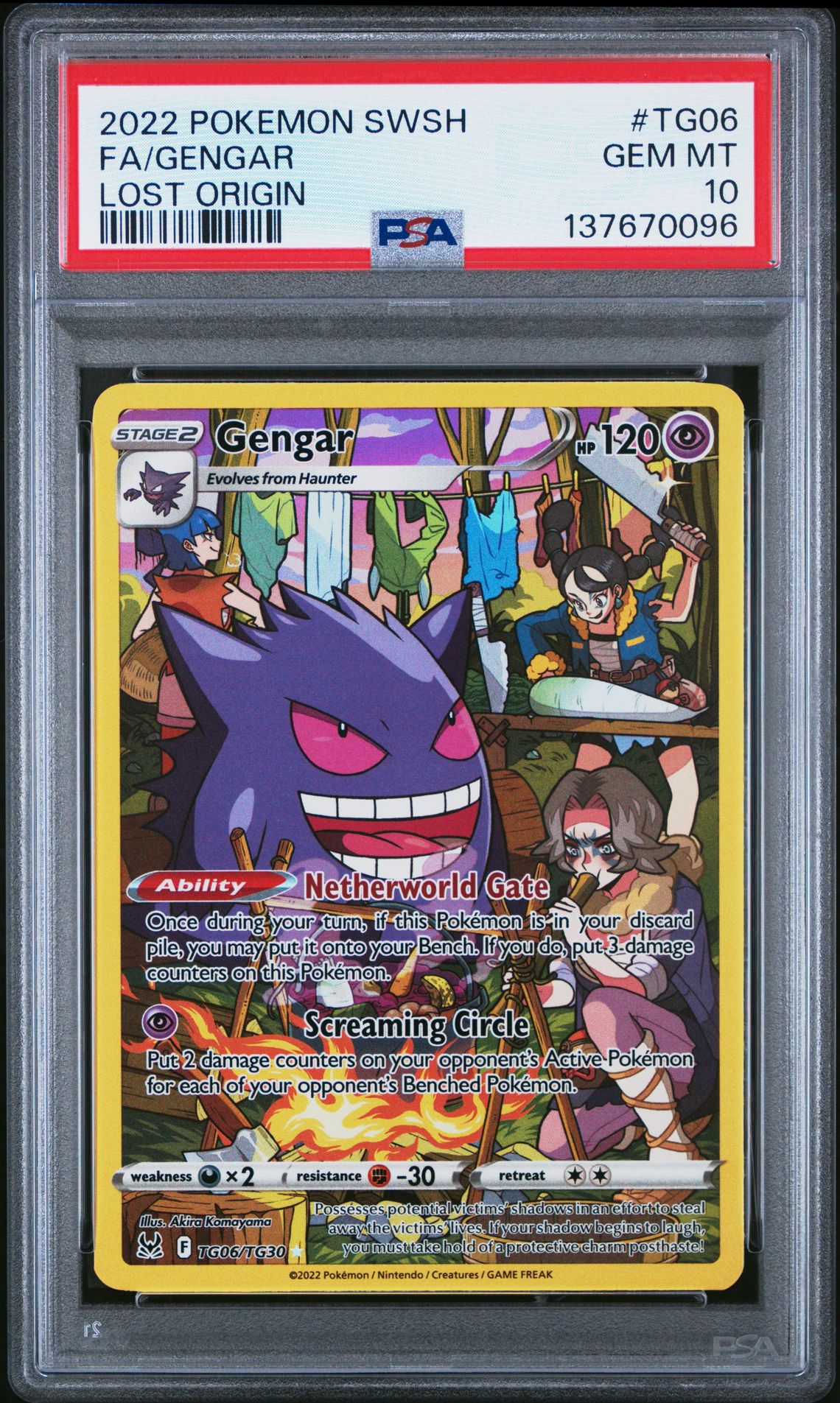 2022 Pokemon Sword & Shield Lost Origin Fa/Gengar #Tg06 (Lost Origin) Gem Mt 10 front