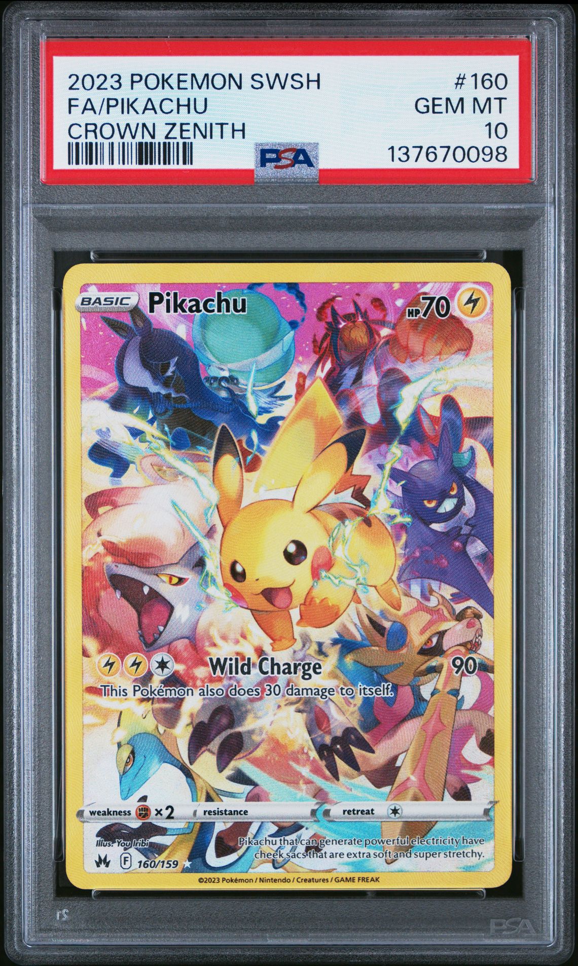 2023 Pokemon Sword And Shield Crown Zenith Fa/Pikachu #160 (Crown Zenith) Gem Mt 10 front