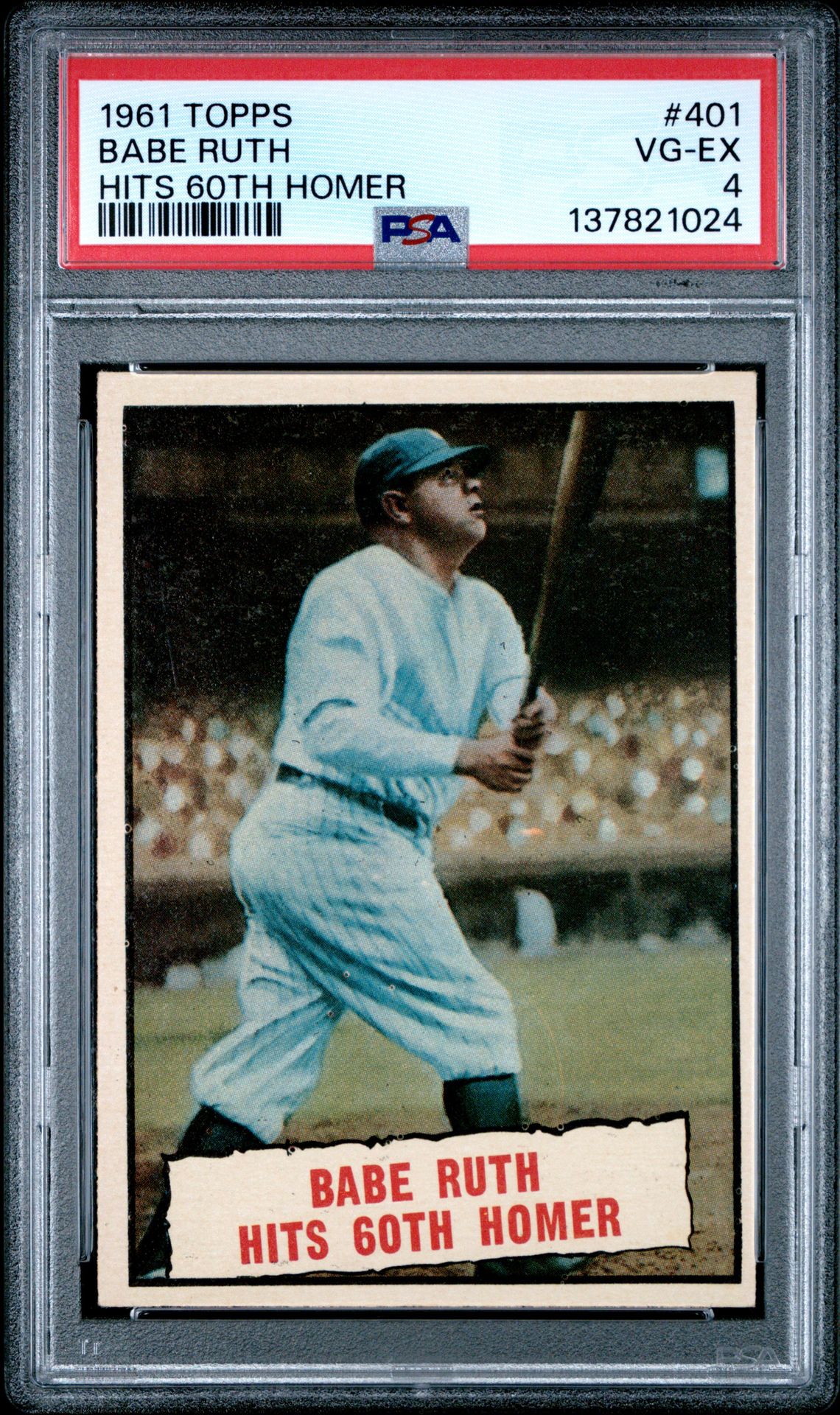 1961 Topps TOPPS HITS 60TH HOMER #401 Babe Ruth front