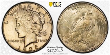 1935-S $1 VAM 4, Doubled Reverse MS64