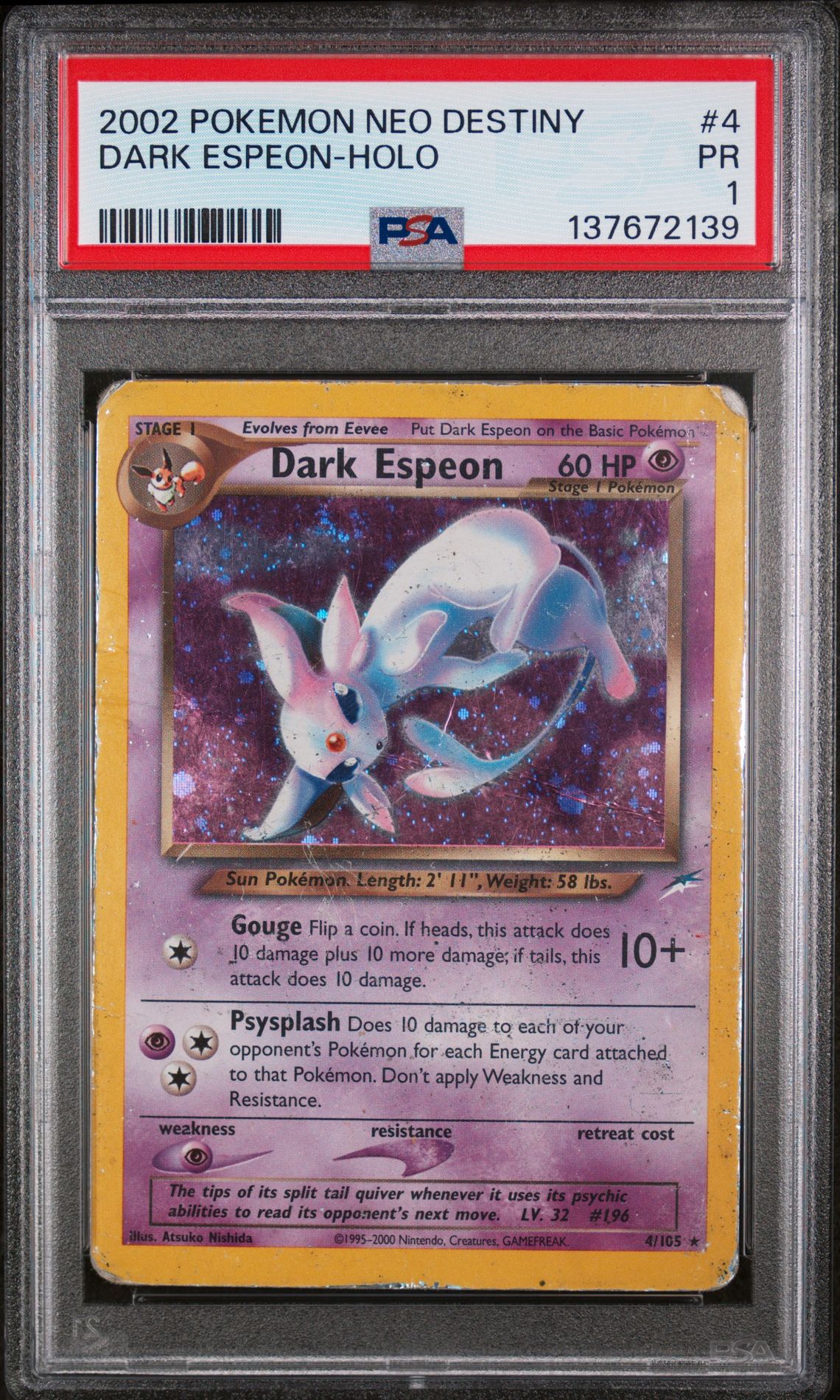 2002 Pokemon POKEMON NEO DESTINY Holo #4 Dark Espeon-Holo front