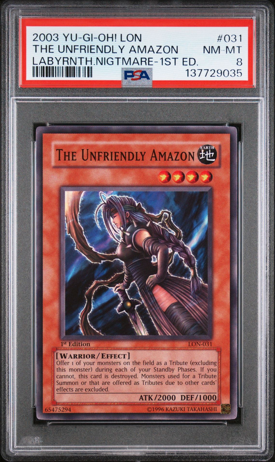 2003 Yu-Gi-Oh! YU-GI-OH! LON-LABYRINTH OF NIGHTMARE LABYRINTH/NIGHTMARE-1ST ED #031 The Unfriendly Amazon front