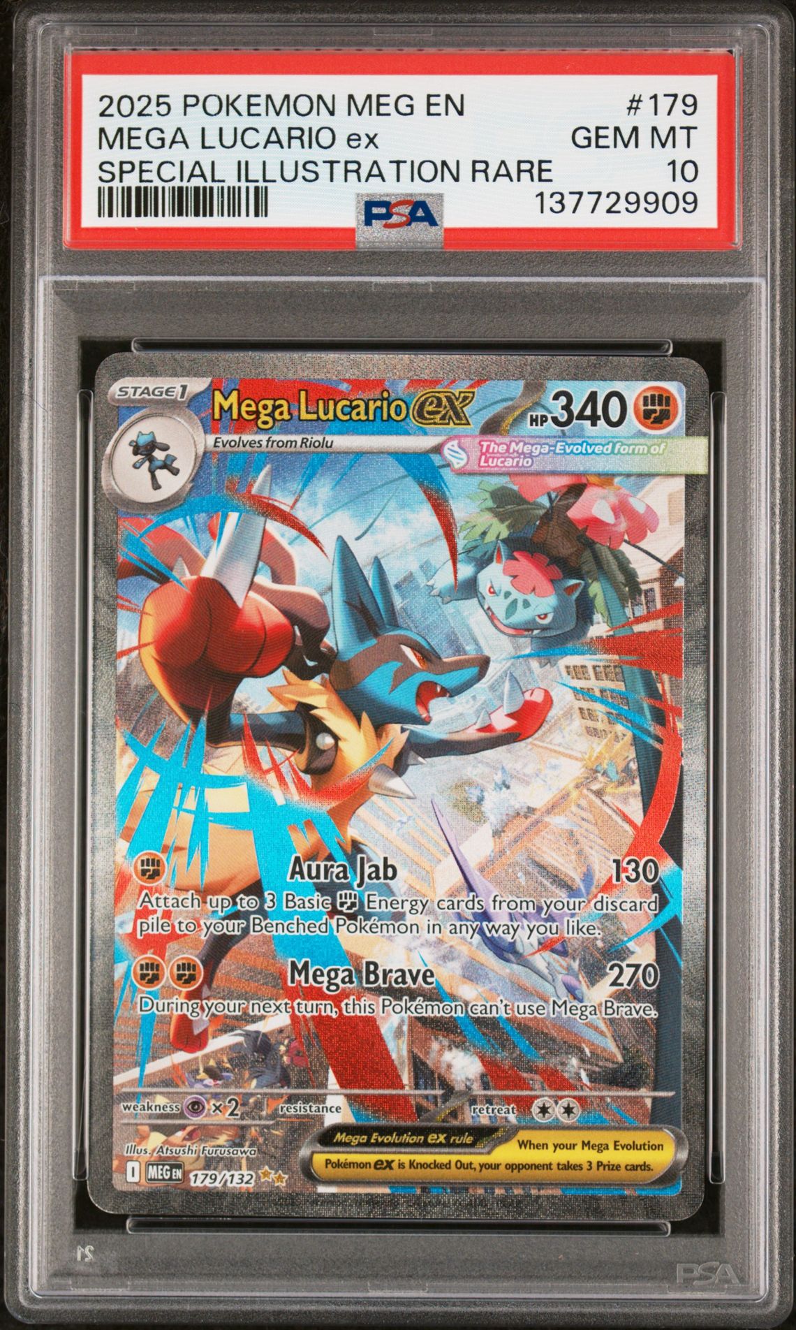 2025 Pokemon Meg En-Mega Evolution Mega Lucario Ex #179 (Special Illustration Rare) Gem Mt 10 front