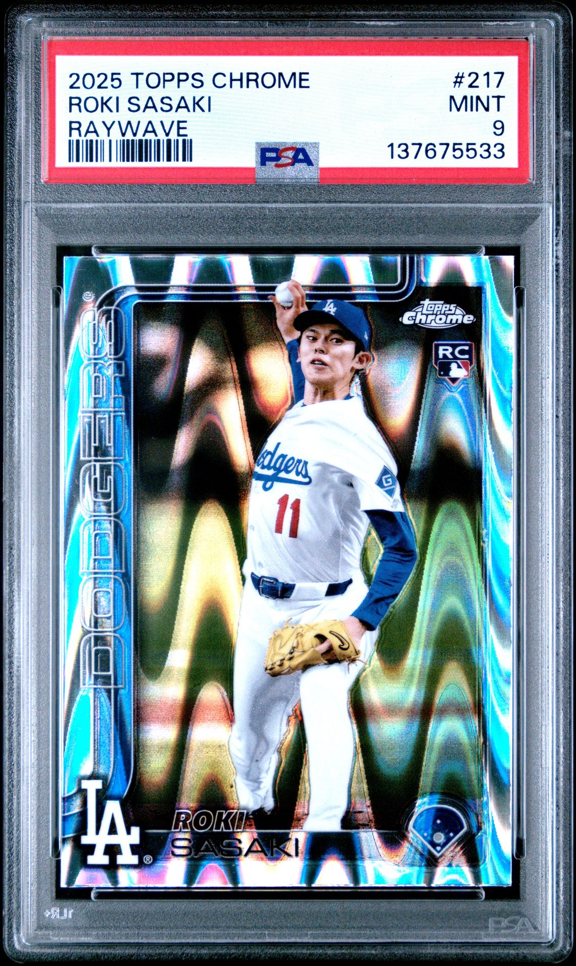 2025 Topps Chrome Roki Sasaki #217 (Raywave) Mint 9 front